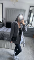 Grey hooded blazer