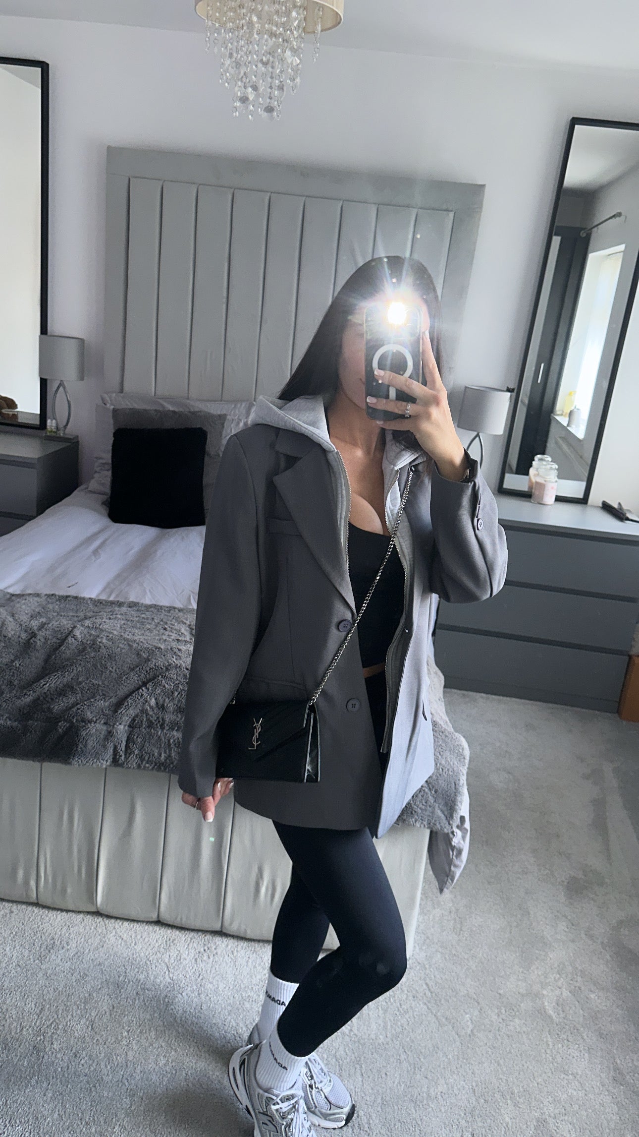 Grey hooded blazer