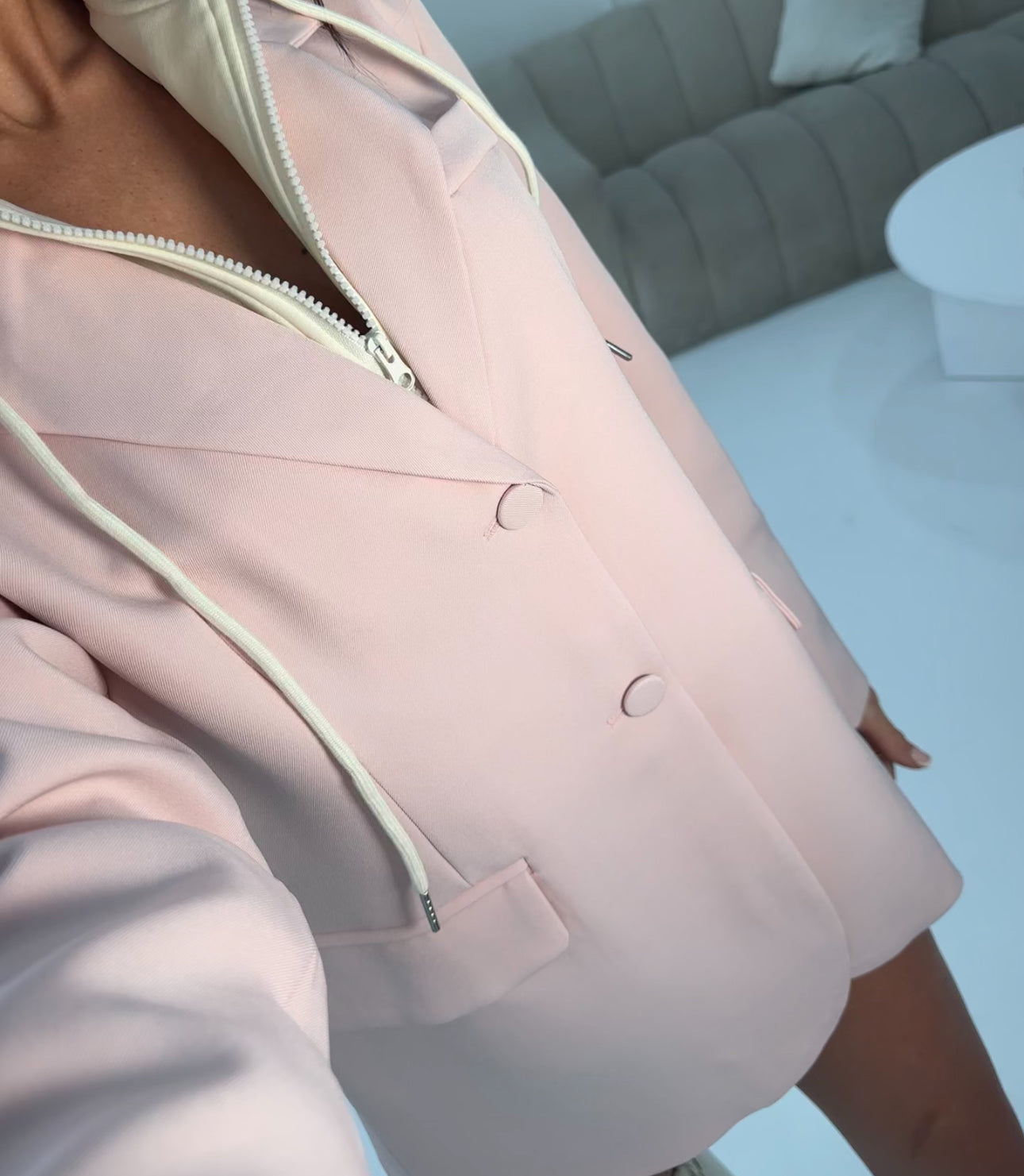 Blush Pink Hooded Blazer