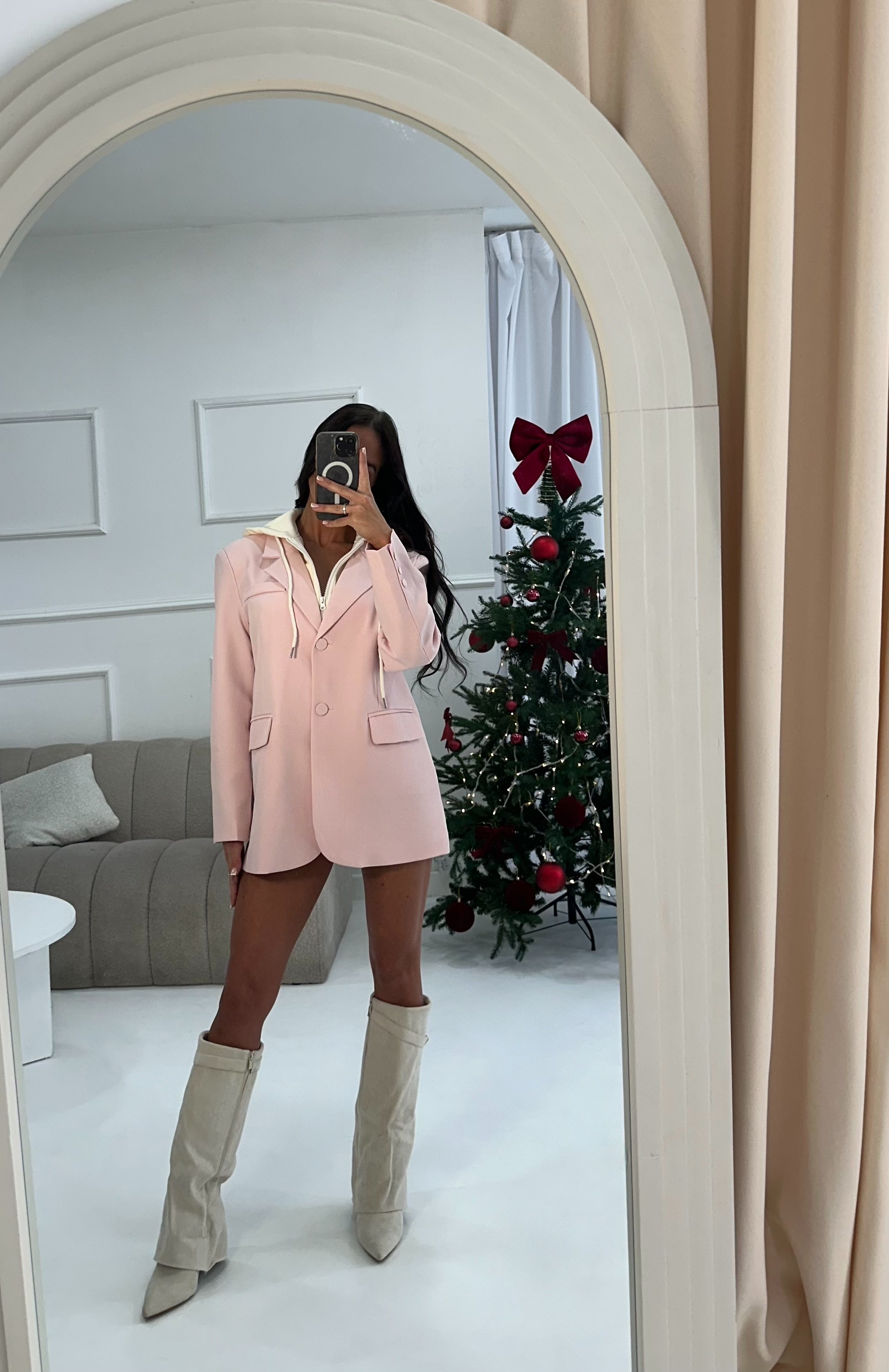 Blush Pink Hooded Blazer