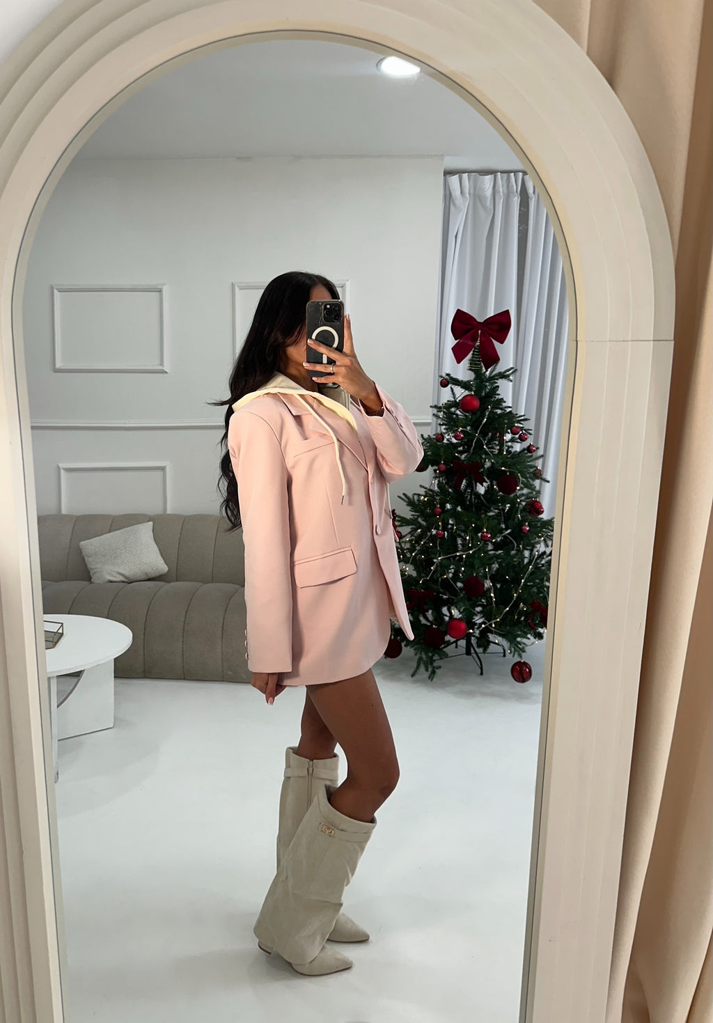 Blush Pink Hooded Blazer