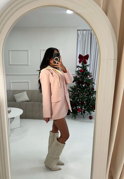 Blush Pink Hooded Blazer